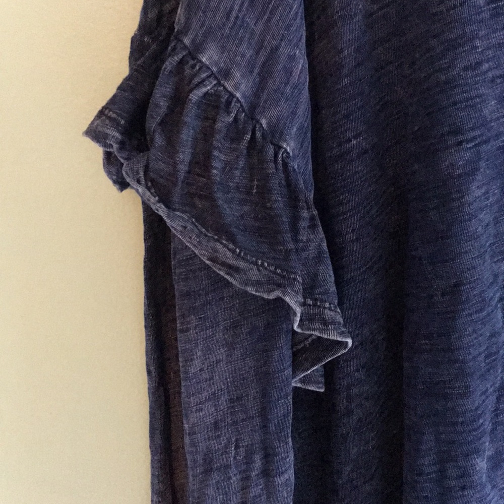 Universal Thread Indigo Ruffle Long Sleeve Top - Picture 2 of 4